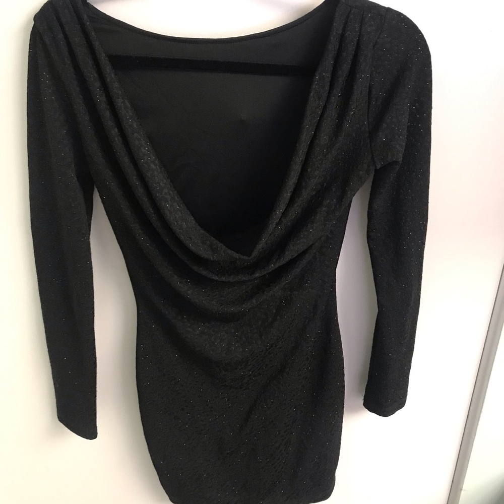 Sparkle Black Leopard Scoop back mini dress
